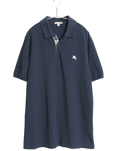 バーバリー ブリット 鹿の子 半袖 ポロシャツ メンズ XL / 半袖シャツ ノバチェック ワンポイント カットソー ボックス 大きいサイズ 紺 