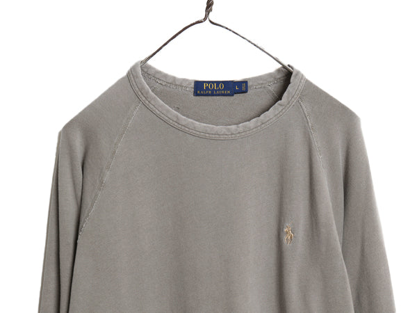 ポロ ラルフローレン スウェット メンズ L 薄手 トレーナー ストレッチ コットン ワンポイント 長袖 Tシャツ ロンT 裏起毛なし カットソー