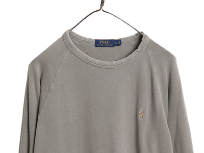 ポロ ラルフローレン スウェット メンズ L 薄手 トレーナー ストレッチ コットン ワンポイント 長袖 Tシャツ ロンT 裏起毛なし カットソー