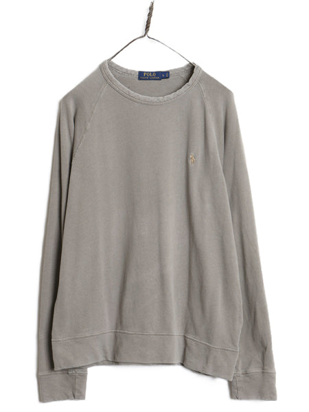 ポロ ラルフローレン スウェット メンズ L 薄手 トレーナー ストレッチ コットン ワンポイント 長袖 Tシャツ ロンT 裏起毛なし カットソー
