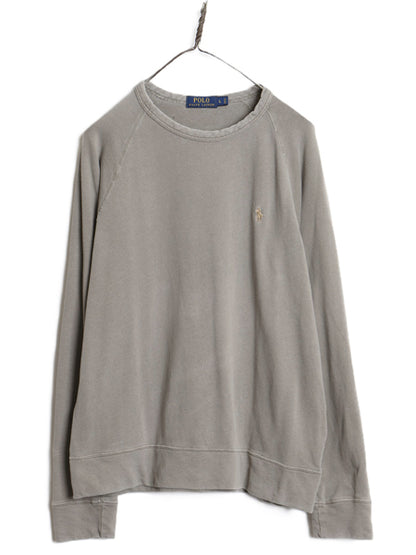 ポロ ラルフローレン スウェット メンズ L 薄手 トレーナー ストレッチ コットン ワンポイント 長袖 Tシャツ ロンT 裏起毛なし カットソー