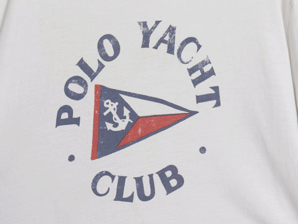 ポロ ラルフローレン プリント 半袖 Tシャツ メンズ L / シングルステッチ コットン カットソー ヨット クラブ シンプル ゆったり ホワイト