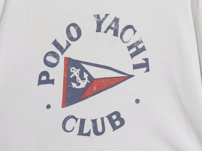 ポロ ラルフローレン プリント 半袖 Tシャツ メンズ L / シングルステッチ コットン カットソー ヨット クラブ シンプル ゆったり ホワイト