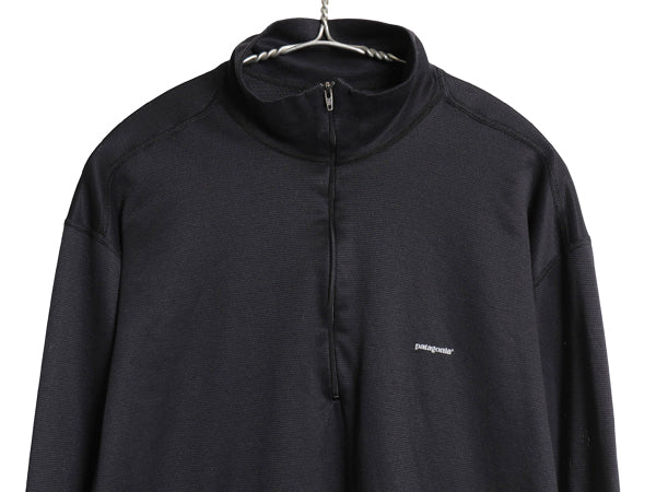 00s USA製 パタゴニア キャプリーン 3 長袖 Tシャツ メンズ L / 05年製 アウトドア ハーフジップ ロンT ハイネック ストレッチ インナー 黒
