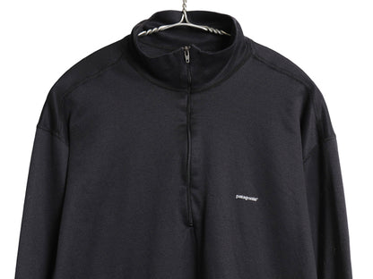 00s USA製 パタゴニア キャプリーン 3 長袖 Tシャツ メンズ L / 05年製 アウトドア ハーフジップ ロンT ハイネック ストレッチ インナー 黒