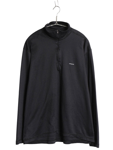 00s USA製 パタゴニア キャプリーン 3 長袖 Tシャツ メンズ L / 05年製 アウトドア ハーフジップ ロンT ハイネック ストレッチ インナー 黒