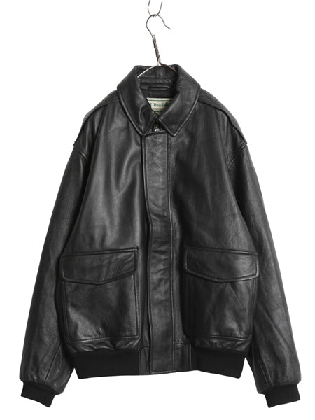 00s ★ エルエルビーン A-2 タイプ 本革 レザー フライト ジャケット メンズ L / オールド 革ジャン ボンバー ブルゾン ジャンパー 黒 中綿
