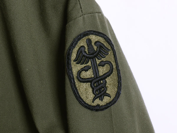 70s 米軍実物 US ARMY ユーティリティ シャツ M / 79年製 ヴィンテージ ミリタリー 軍物 OG507 長袖シャツ ワッペン付き オリーブ カーキ