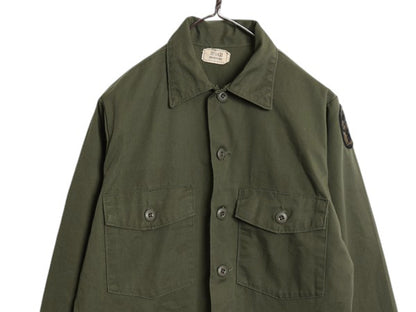 70s 米軍実物 US ARMY ユーティリティ シャツ M / 79年製 ヴィンテージ ミリタリー 軍物 OG507 長袖シャツ ワッペン付き オリーブ カーキ