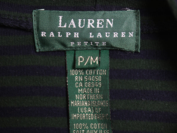 90s ローレン ラルフローレン タートルネック ボーダー 長袖 Tシャツ レディース M 古着 オールド ロンT コットン ストレッチ カットソー 