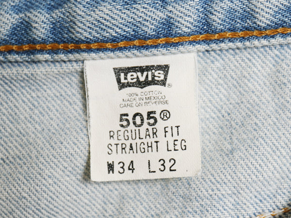 90s リーバイス 505 デニム パンツ メンズ 34 32 オールド スリム テーパード ストレート ジーンズ ジーパン ヒゲ アタリ ボトムス ブルー