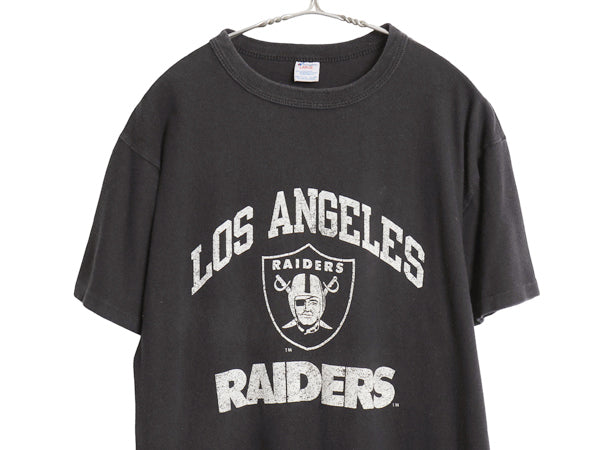 80s USA製 チャンピオン レイダース プリント Tシャツ メンズ L 小さめ M / ヴィンテージ NFL アメフト オフィシャル シングルステッチ 黒