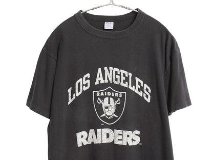 80s USA製 チャンピオン レイダース プリント Tシャツ メンズ L 小さめ M / ヴィンテージ NFL アメフト オフィシャル シングルステッチ 黒