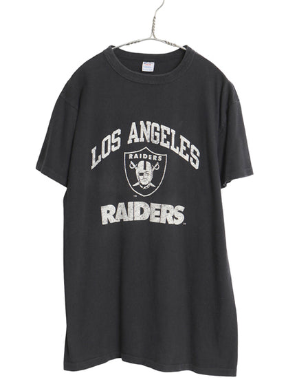 80s USA製 チャンピオン レイダース プリント Tシャツ メンズ L 小さめ M / ヴィンテージ NFL アメフト オフィシャル シングルステッチ 黒