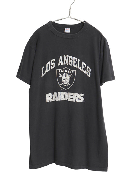 80s USA製 チャンピオン レイダース プリント Tシャツ メンズ L 小さめ M / ヴィンテージ NFL アメフト オフィシャル シングルステッチ 黒