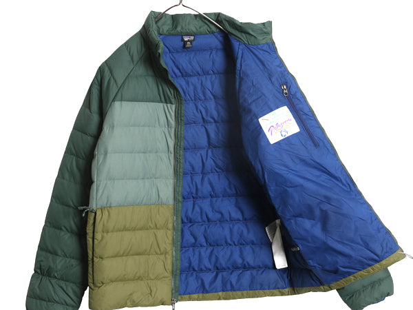 パタゴニア ダウン セーター ジャケット キッズ XXL レディース S 程 古着 22年製 ナイロン フルジップ 600フィル パッカブル マルチカラー