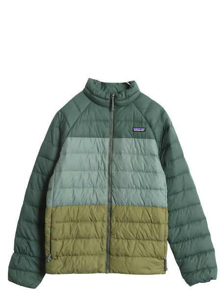 パタゴニア ダウン セーター ジャケット キッズ XXL レディース S 程 古着 22年製 ナイロン フルジップ 600フィル パッカブル マルチカラー