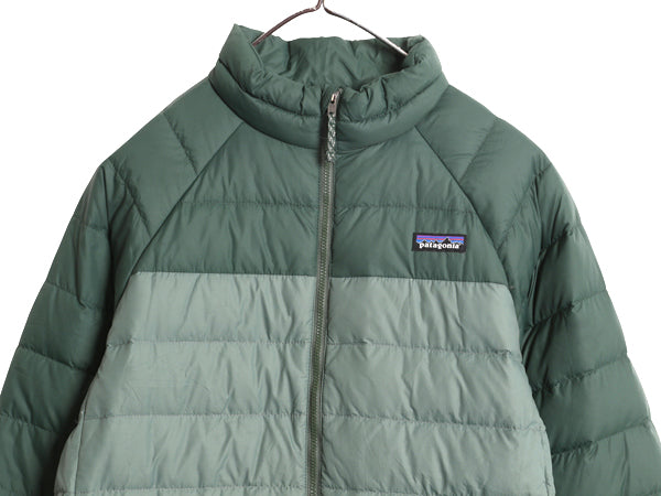 パタゴニア ダウン セーター ジャケット キッズ XXL レディース S 程 古着 22年製 ナイロン フルジップ 600フィル パッカブル マルチカラー