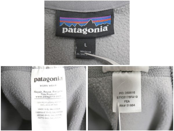 パタゴニア マイクロD ハーフジップ フリース プルオーバー メンズ L / 19年製 アウトドア ロンT 長袖 Tシャツ ハイネック インナー グレー