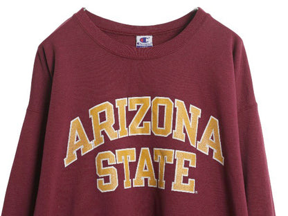 90s チャンピオン 2段 カレッジ プリント スウェット メンズ L / オールド トレーナー クルーネック 裏起毛なし 薄手 トップス カットソー