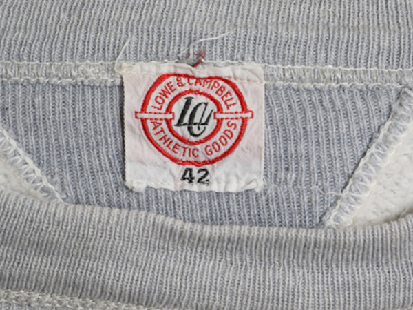 40s ★ LOWE & CAMPBELL 両V スウェット 42 メンズ M 程 古着 ヴィンテージ 嵌めこみ ガゼット トレーナー 裏起毛 コットン 無地 霜降り 灰