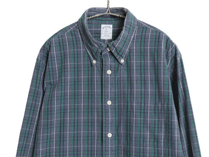 ブルックスブラザーズ チェック 長袖 ボタンダウン シャツ メンズ XL / 古着 コットン長袖シャツ シンプル スリム フィット 大きいサイズ 