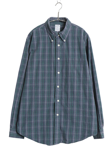 ブルックスブラザーズ チェック 長袖 ボタンダウン シャツ メンズ XL / 古着 コットン長袖シャツ シンプル スリム フィット 大きいサイズ 