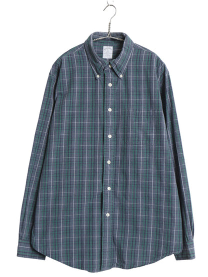 ブルックスブラザーズ チェック 長袖 ボタンダウン シャツ メンズ XL / 古着 コットン長袖シャツ シンプル スリム フィット 大きいサイズ 