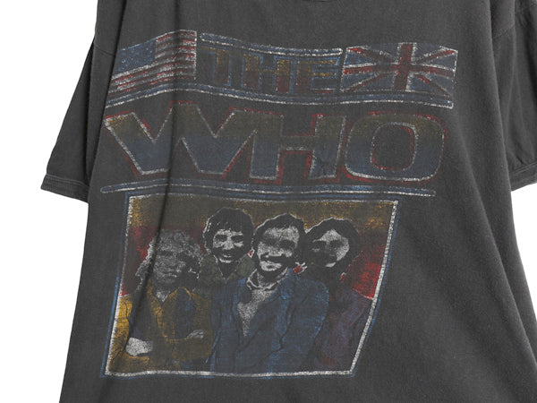 70s パキ綿 ★ The Who イラスト プリント Tシャツ メンズ S レディース M 程 ヴィンテージ バンド ロック モッズ シングルステッチ 黒