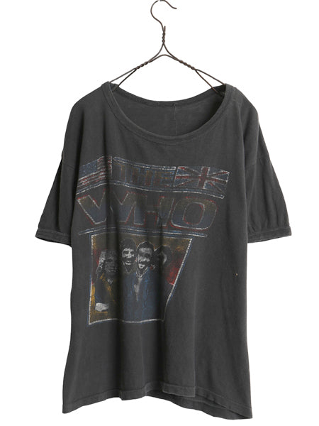 70s パキ綿 ★ The Who イラスト プリント Tシャツ メンズ S レディース M 程 ヴィンテージ バンド ロック モッズ シングルステッチ 黒