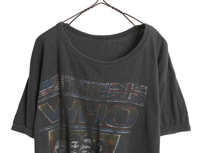 70s パキ綿 ★ The Who イラスト プリント Tシャツ メンズ S レディース M 程 ヴィンテージ バンド ロック モッズ シングルステッチ 黒