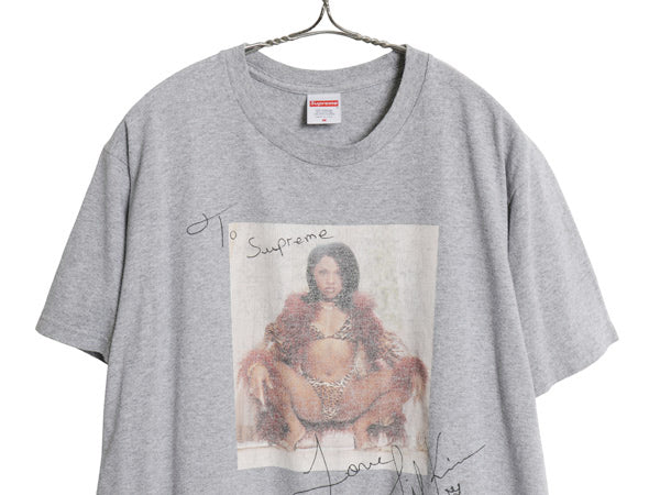 22SS USA製 シュプリーム リル キム フォト サイン プリント Tシャツ メンズ M グラフィック アート イラスト ラッパー ヘビーウェイト 灰
