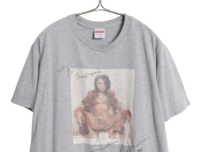 22SS USA製 シュプリーム リル キム フォト サイン プリント Tシャツ メンズ M グラフィック アート イラスト ラッパー ヘビーウェイト 灰