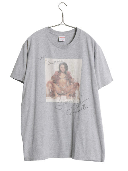 22SS USA製 シュプリーム リル キム フォト サイン プリント Tシャツ メンズ M グラフィック アート イラスト ラッパー ヘビーウェイト 灰