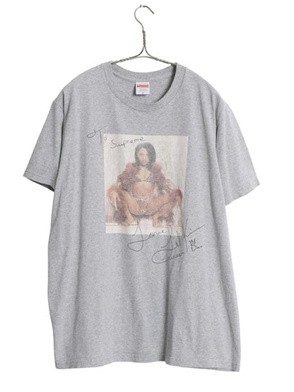 22SS USA製 シュプリーム リル キム フォト サイン プリント Tシャツ メンズ M グラフィック アート イラスト ラッパー ヘビーウェイト 灰