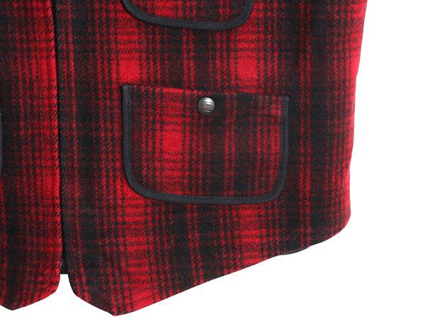 80s USA製 エルエルビーン フルジップ ウール ベスト メンズ M / ヴィンテージ アウトドア オンブレ チェック シンチバック 重ね着 前開き