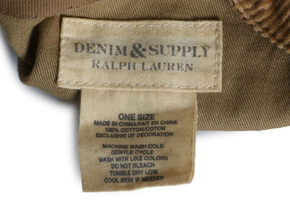 デニム&サプライ ラルフローレン 太畝 コーデュロイ ハンチング キャップ  フリーサイズ 古着  帽子 ポロ キャスケット シンプル ベージュ