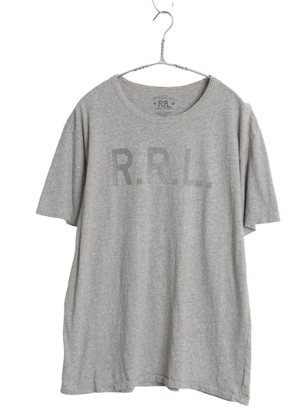 ダブルアールエル ラルフローレン ロゴ ステンシル プリント Tシャツ メンズ L / ポロ ロゴT シングルステッチ カットソー 霜降りグレー