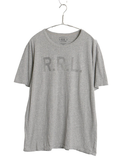 ダブルアールエル ラルフローレン ロゴ ステンシル プリント Tシャツ メンズ L / ポロ ロゴT シングルステッチ カットソー 霜降りグレー