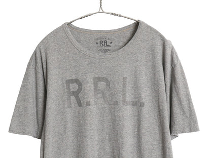 ダブルアールエル ラルフローレン ロゴ ステンシル プリント Tシャツ メンズ L / ポロ ロゴT シングルステッチ カットソー 霜降りグレー