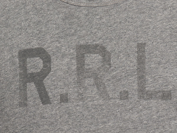 ダブルアールエル ラルフローレン ロゴ ステンシル プリント Tシャツ メンズ L / ポロ ロゴT シングルステッチ カットソー 霜降りグレー
