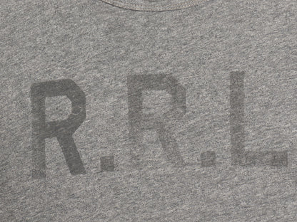 ダブルアールエル ラルフローレン ロゴ ステンシル プリント Tシャツ メンズ L / ポロ ロゴT シングルステッチ カットソー 霜降りグレー