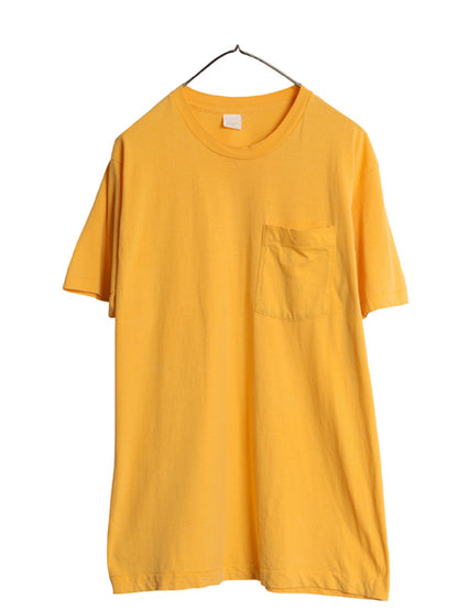 80s USA製 BVD ポケット付き 無地 半袖 Tシャツ メンズ XL 小さめ L ヴィンテージ ポケT シングルステッチ 耳付き ヘビーウェイト コットン