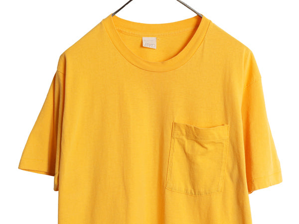 80s USA製 BVD ポケット付き 無地 半袖 Tシャツ メンズ XL 小さめ L ヴィンテージ ポケT シングルステッチ 耳付き ヘビーウェイト コットン