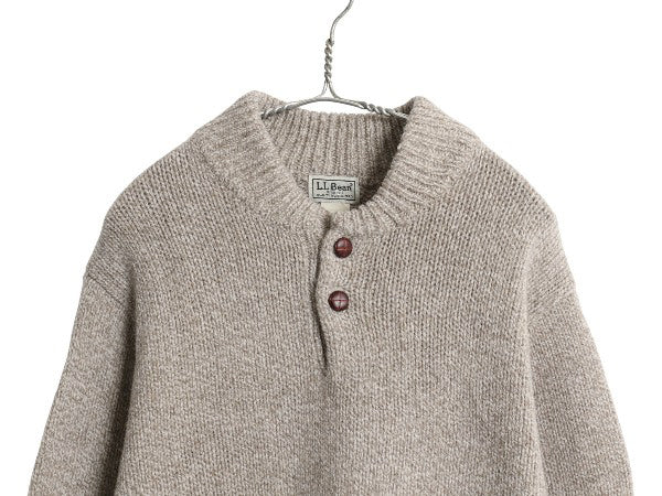 エルエルビーン ヘンリーネック ニット セーター メンズ L / アウトドア ラム ウール モックネック 長袖ニット プルオーバー 無地 ゆったり