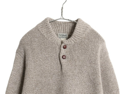 エルエルビーン ヘンリーネック ニット セーター メンズ L / アウトドア ラム ウール モックネック 長袖ニット プルオーバー 無地 ゆったり