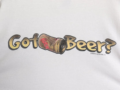 90s パロディ ビール 両面 イラスト プリント 半袖 Tシャツ メンズ L / オールド 当時物 グラフィック アート ヘビーウェイト コットン 白