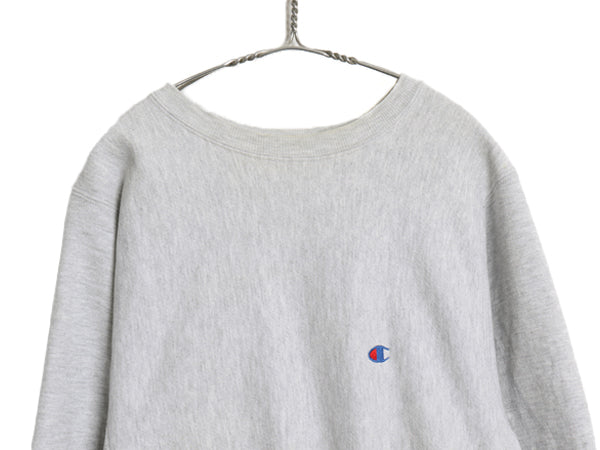  90s USA製 チャンピオン リバースウィーブ スウェット メンズ M 古着 オールド トレーナー 裏起毛 ヘビーウェイト ワンポイント 目付き 灰
