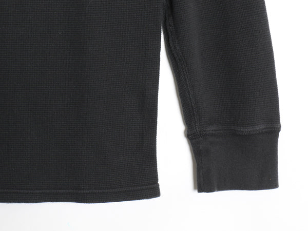 ポロ ラルフローレン 長袖 サーマル Tシャツ メンズ M / ロンT ワッフル ワンポイント ポニー インナー カットソー ヘンリーネック 黒 無地