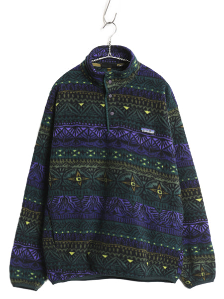 90s USA製 ★ パタゴニア ライトウェイト シンチラ スナップT メンズ M / 97年製 古着 フリース プルオーバー ジャケット TRADEWINDS 総柄